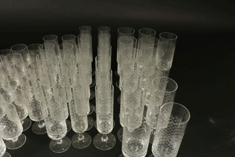 Kristallen Rosenthal glasservies met geëtst decor van bloemen, bestaande uit champagne flutes en - Image 2 of 6