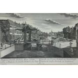 Opticaprent met voorstelling van de Grote Bierkade, den Haag, Georg Balthazar Probst, 32 x 42 cm. -