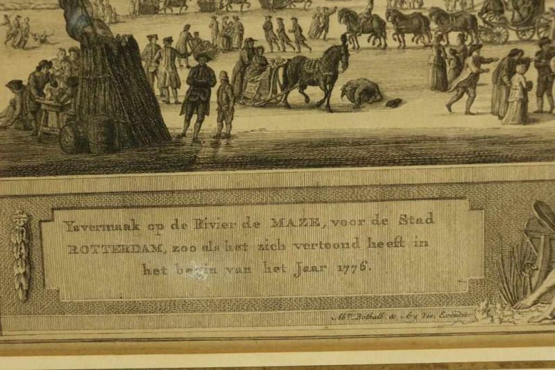 Gravure: Ysvermaak op de rivier de Maze, uitgave Robbert Muys, Abraham Bothall, Ary Vis , 1776, 33 x - Image 3 of 4