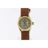 ROLEX, Datejust geelgoud horloge met bruin lederen band, 20.11.1991 aangekocht bij ": Bucherer