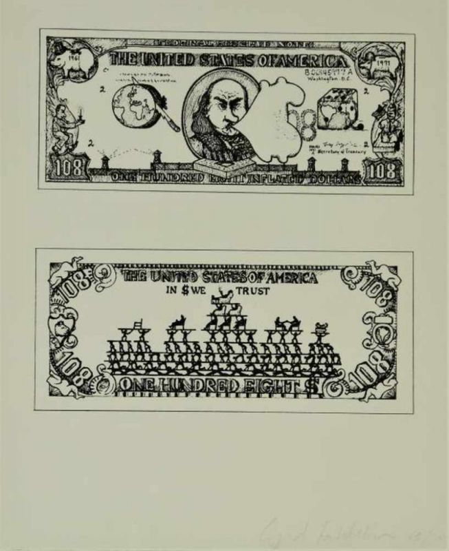 FAHLSTRöM, ÖYVIND (1928-1976), ges. r.o., $180 Bill, serigrafie 67/300 30 x 22 cm.