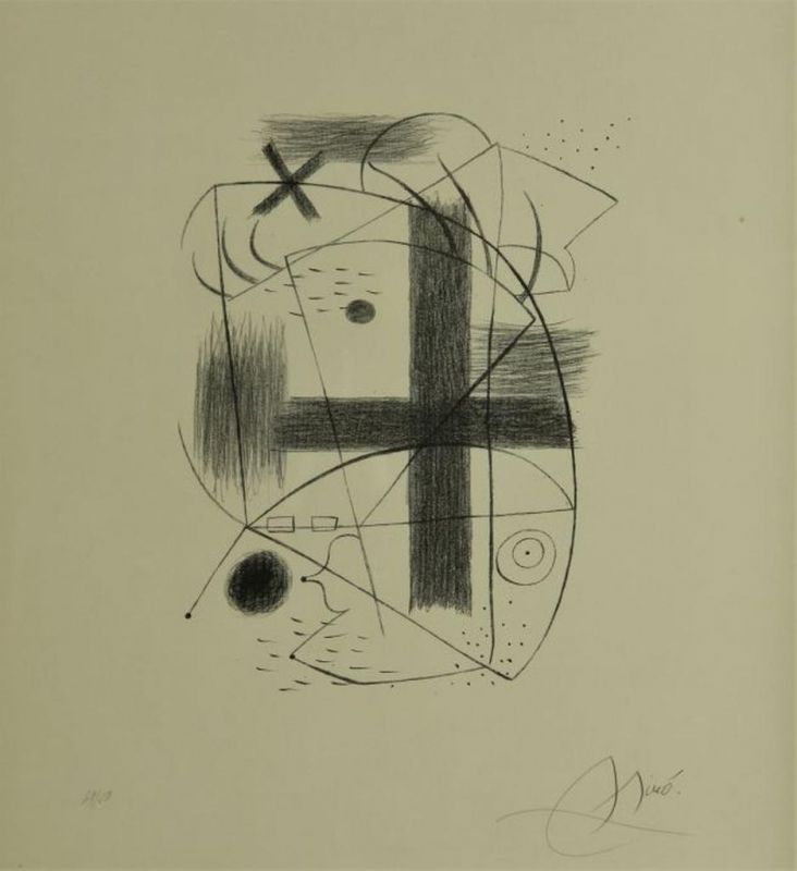 MIRO, JOAN (1893-1983), ges. r.o., print naar een litho uit 1930 (49/50,1973) 57 x 45 cm.Miro,