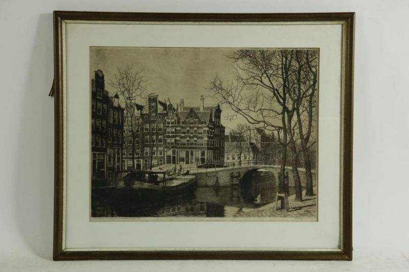 HARTING, DIRK (1884-1970), ges. in de plaat Amsterdam, ets 42 x 54 cm. - Image 2 of 4