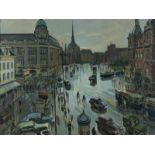 SLUIJTERS JR., JAN. (1914-2005), ges. l.o., drukte op het Leidseplein met rechts de