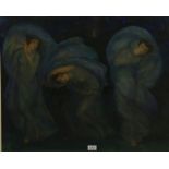 MOOR, PIETER CORNELIS DE (1866-1953), ges. r.o., drie danseressen, aquarel 60 x 75 cm.MOOR PIETER