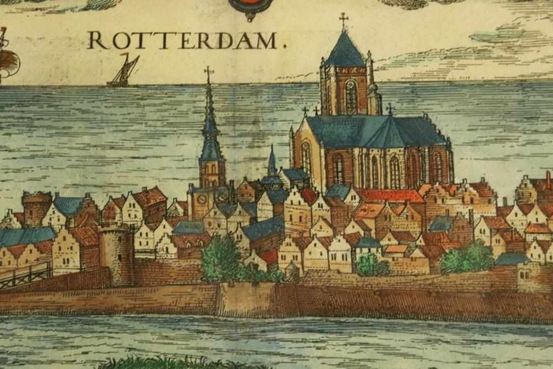 Gravure: Roterodamum, Rotterdam; G Braun / F. Hogenberg - Roterodamum Hollandiae Opp, 1581, - Image 3 of 4