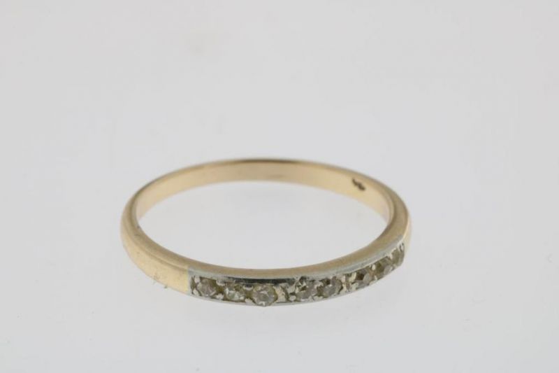 Lot gouden ringen waarbij 1 met diamant, achtkant en rookglas, geh. BWG gew.14gr.A lot golden rings, - Image 3 of 4