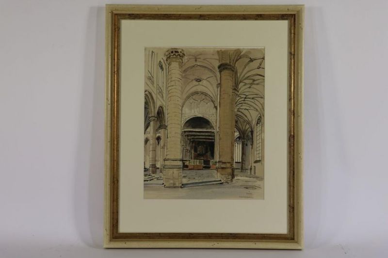 RICHTERS, MARIUS (1878-1955), ges. r.o., kerkinterieur van de Oude Kerk te Amsterdam, aquarel 48 x - Image 2 of 6