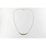 Bicolor gouden collier bezet met diamanten briljantslijpsel, geh. 585/000 gew. 7gr.A bi color gold