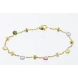 MARCO BICEGO, geelgouden armband bezet met rainbow color stenen, geh. 585/000 l.17cm gew.4.0gr.A