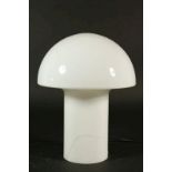 Wit glazen design lamp, jaren '60, h. 43 cm. (haarlijnen)White glass design lamp, sixties, h. 43 cm.