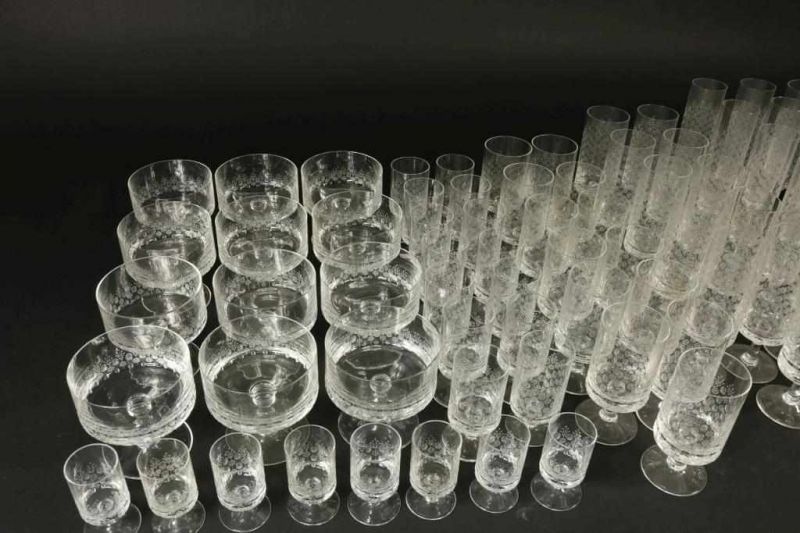 Kristallen Rosenthal glasservies met geëtst decor van bloemen, bestaande uit champagne flutes en - Image 4 of 6