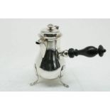 Zilveren chocoladekan met ebben handvat, BWGsilver coacoa jug with ebony handle