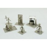 Lot zilveren miniaturen, waarbij o.a. put vlechter div. kwal. gew. 141gr.Lot silver miniatures,