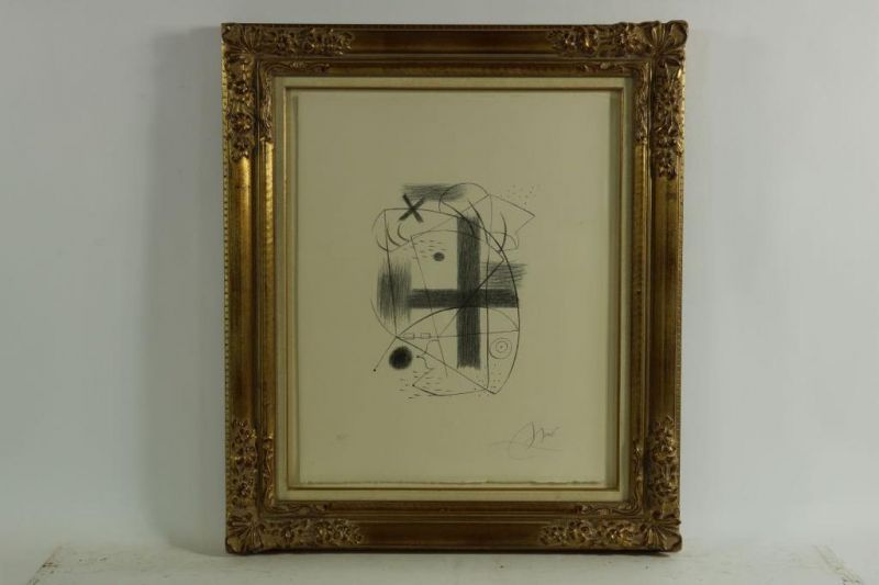 MIRO, JOAN (1893-1983), ges. r.o., print naar een litho uit 1930 (49/50,1973) 57 x 45 cm.Miro, - Image 2 of 4