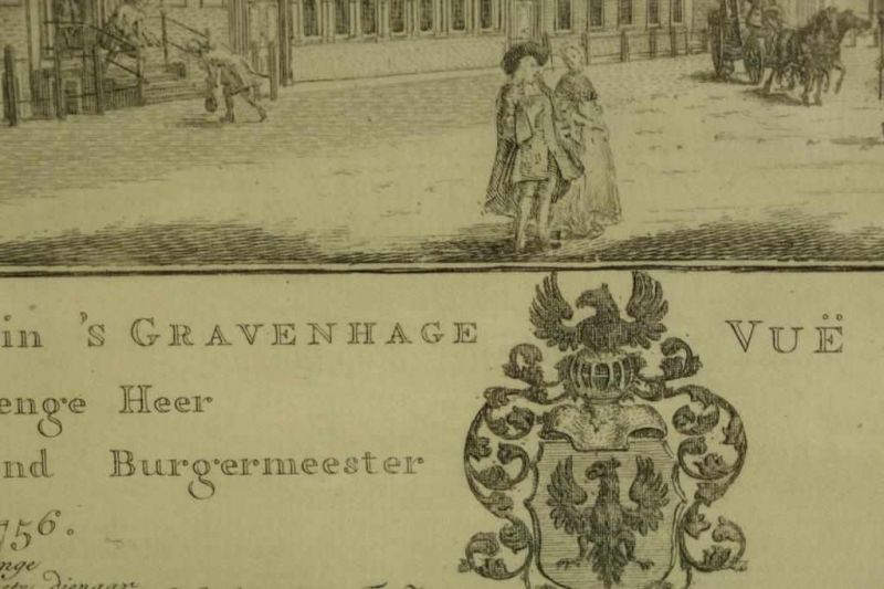 Gravure: Gezicht op het Lange Voorhout te Den Haag, Iven Besoet (toegeschreven aan), 1756, 30 x 40 - Image 4 of 6