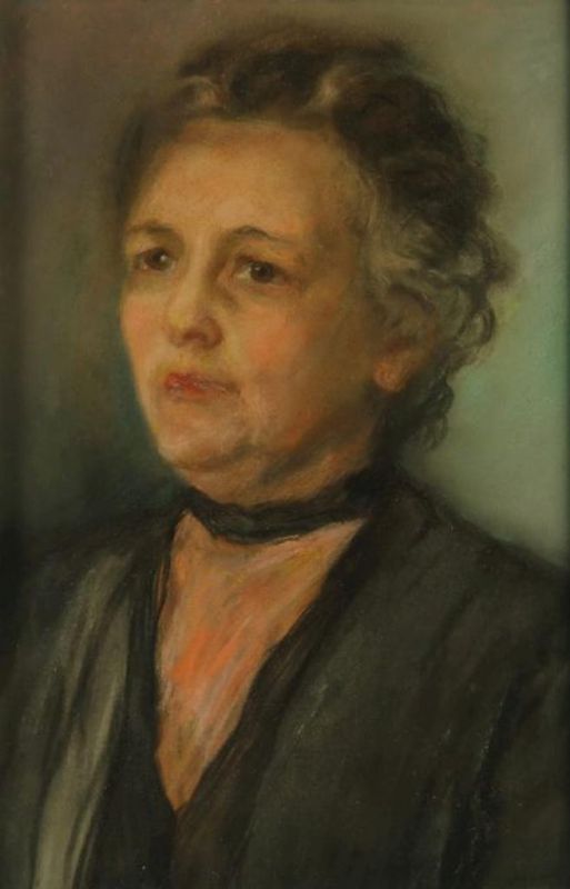 Onbekend, onges. portret van dame, pastel 46 x 30 cm.