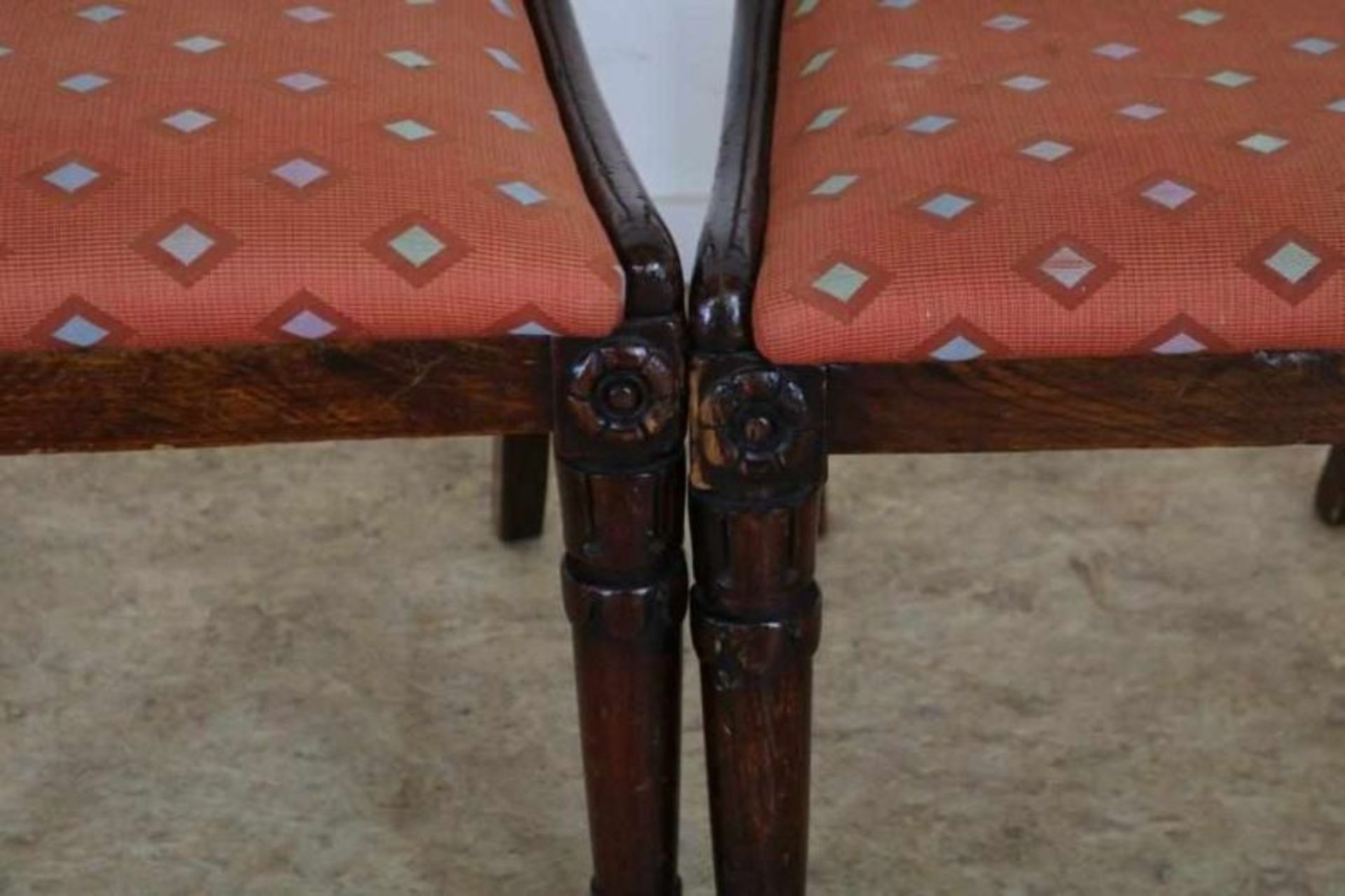 Serie van 6 mahonie stoelen met gestoken tussenregel, 19e eeuw. - Image 2 of 3