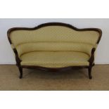 Mahonie sofa met gele stof bekleed, 19e eeuwMahogany sofa with yellow tapestry