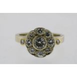 Witgouden ring bezet met diamant, gew. 5gr. geh. 585/000