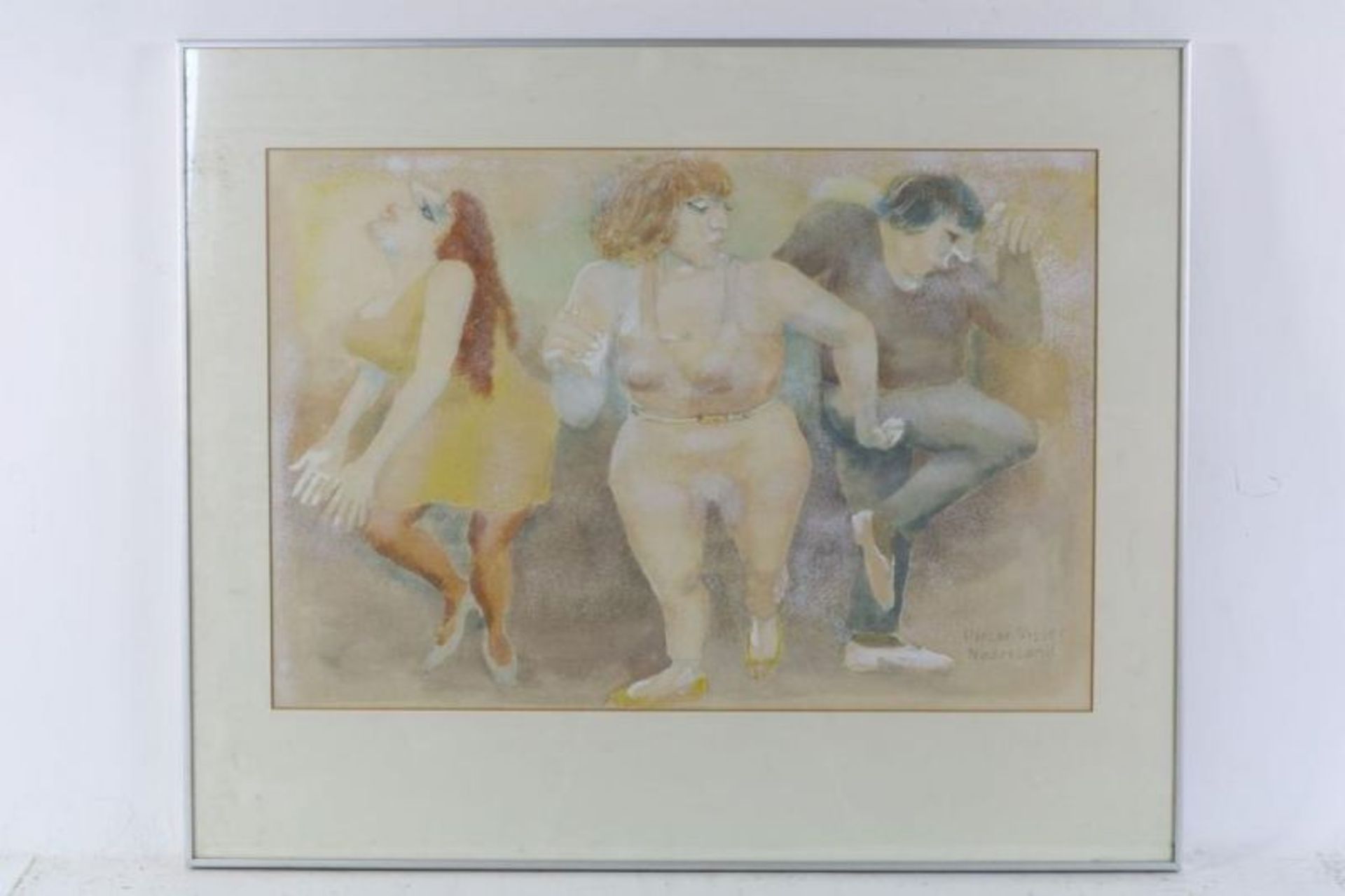VISSER, PIETER, ges. r.o., Dansende figuren, gem. tech. 48 x 70 cm. VISSER PIETER, sign. l.r., - Bild 2 aus 4
