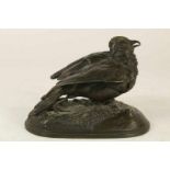 Bronzen schulptuur van vogel, ges. Jules Moigniez (1835-1894), Frankrijk 19e eeuw, h. 11 cm. a