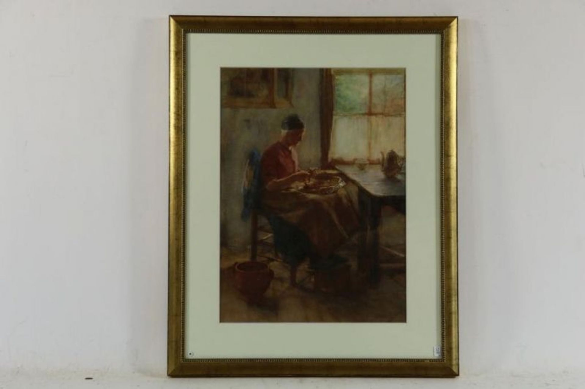 OLDEWELT, FERDINAND GUSTAAF (1857-1935), ges. r.o., boerin schilt de piepers, aquarel 42 x 30 cm. - Bild 2 aus 4