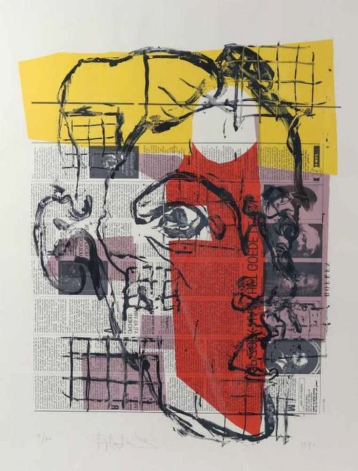 WEHRENS, PETER (1945-2013), ges. l.o., gezicht, zeefdruk (32/70,1991) 76 x 56 cm. Wehrens, Peter,
