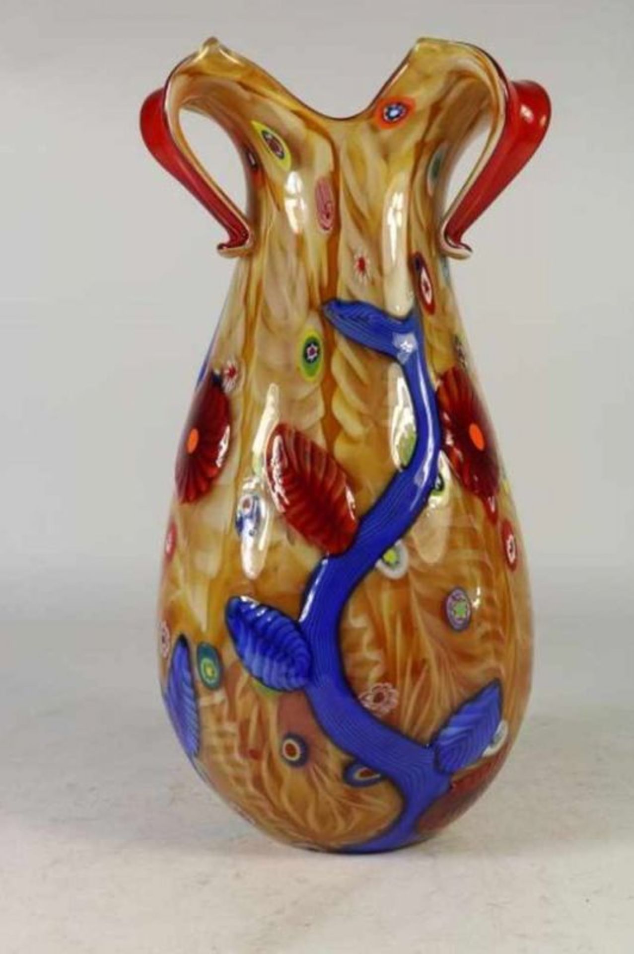 Polychroom dik glazen vaas, h. 40 cm. Polychrome glass vase, h. 40 cm. - Bild 2 aus 4