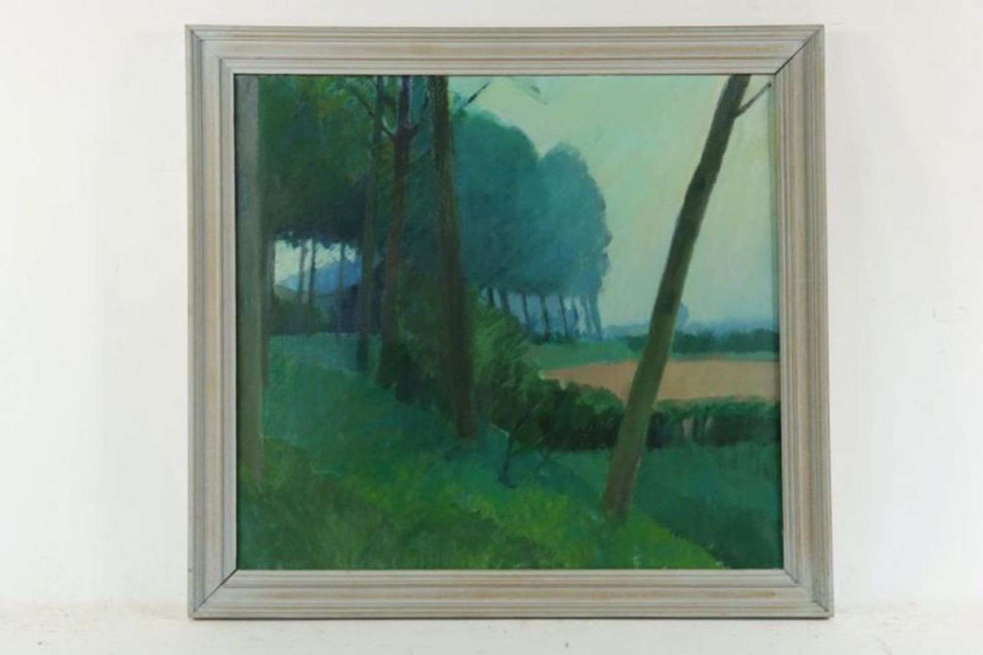 BEKKUM, NICO VAN (1936), ges. verso en gedat. '78, "Dijk met Bomen", doek 56 x 61 cm. BEKKUM NICO - Bild 2 aus 3