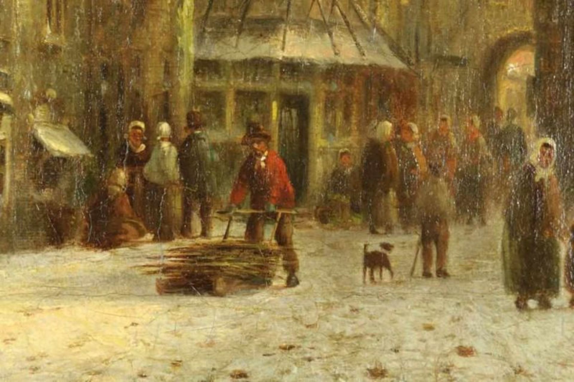 VERTIN, PETRUS GERARDUS (1813-1893), ges. r.o., figuren in besneeuwd straatje, doek 35 x 28 cm. - - Bild 5 aus 5