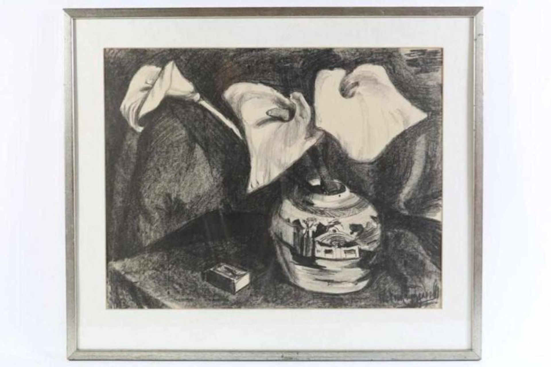 WIJNGAERDT, PIET VAN (1873-1964), ges. r.o., Aronskelken in gemberpot, litho 48 x 61 cm. Wijngaerdt, - Bild 2 aus 4