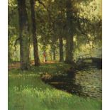 BOGMAN, HERMAN (1890-1975), ges. l.o., moeder met kind in park, doek 66 x 56 cm. BOGMAN, HERMAN (