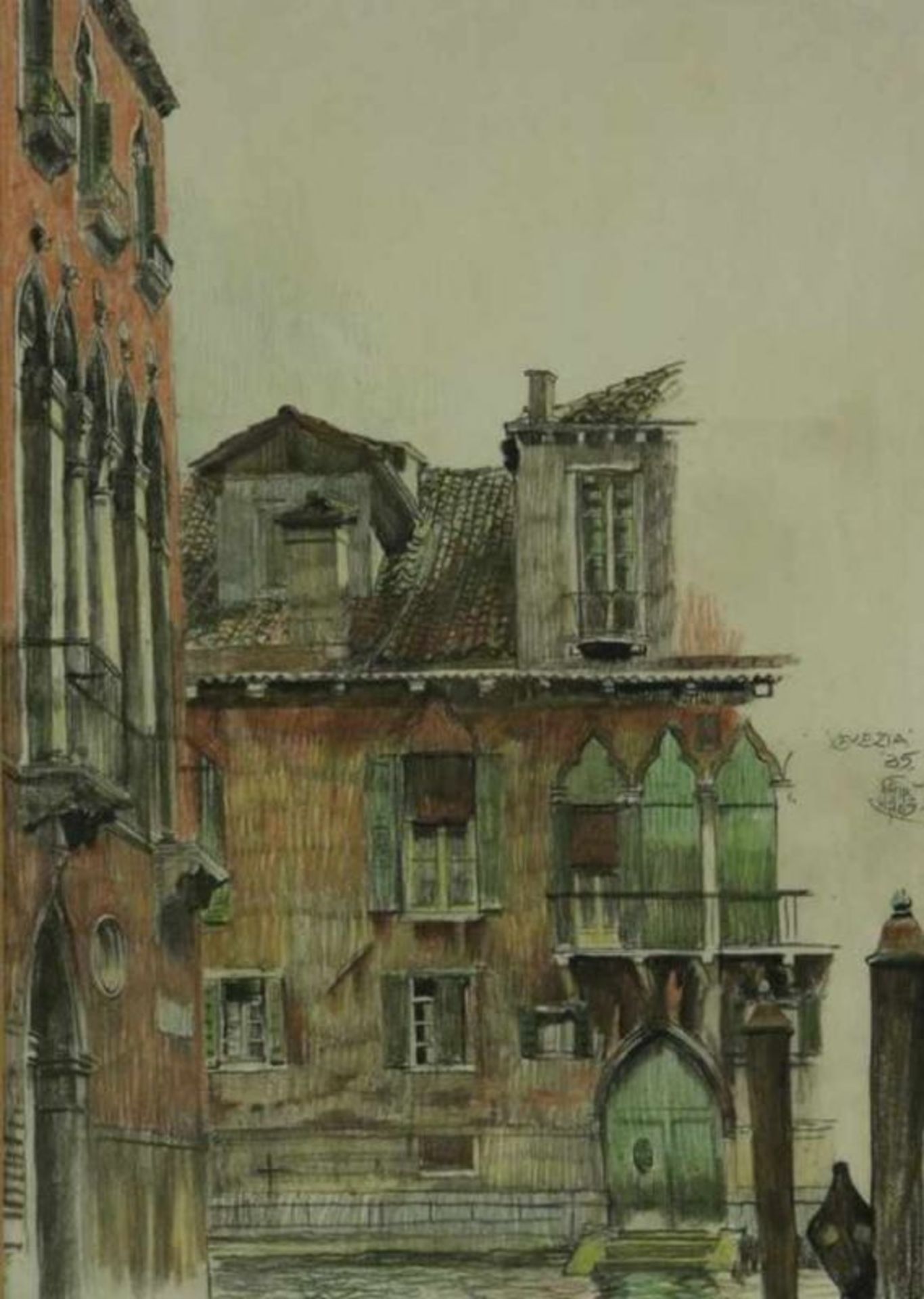 LUNS, HUIB (1881-1942), ges. r.m., Venezia, tekening (1935) 50 x 40 cm. Luns, Huib, signed,