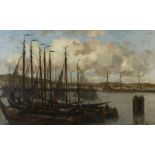 WANING, CORNELIS ANTHONIE VAN (1861-1929), ges. r.o., haven met visserboten, doek 48 x 78 cm.