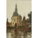 BRON, LOUIS (1884-1959), ges. r.o., Hoofdtoren te Hoorn, marouflé 40 x 30 cm. BRON LOUIS (1884-