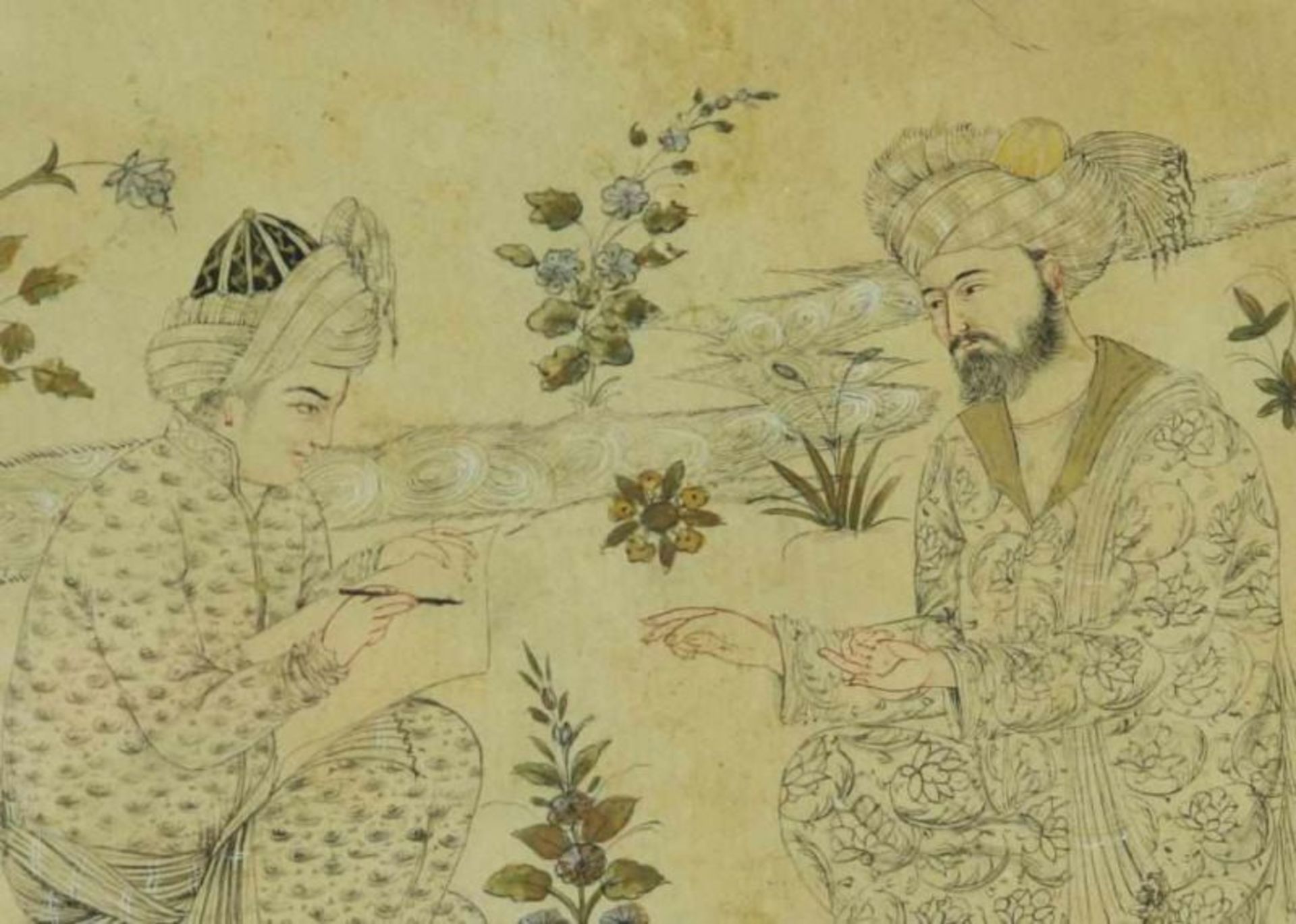 Meester en leerling, penseeltekening op papier, Perzië, 21 x 17 cm. Master and scholar, drawing in - Bild 3 aus 4