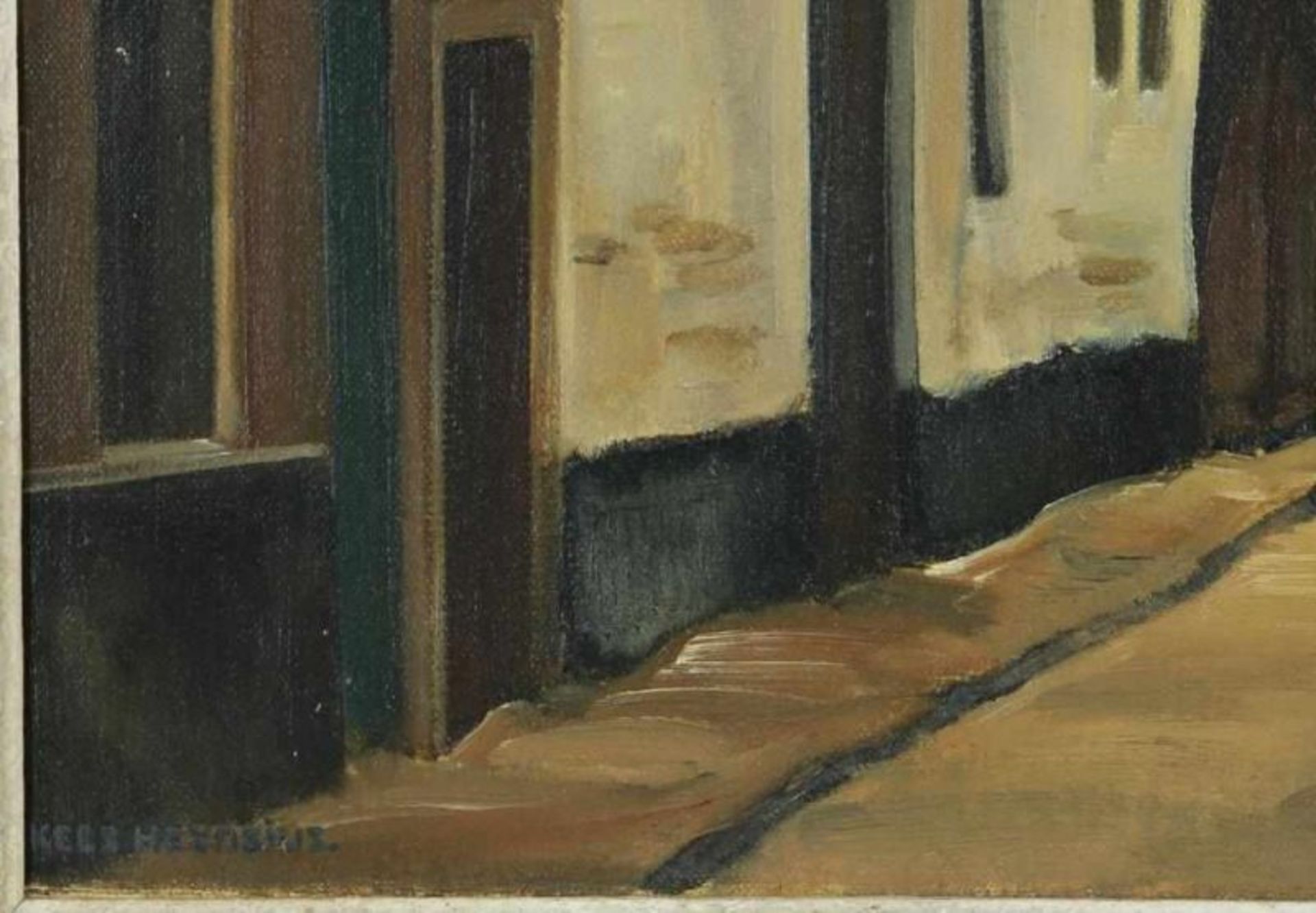 HEIJNSIUS, KEES (1890-1978), ges. l.o., gezicht op de Minnebroeksstraat te Zaltbommel, doek 42 x - Bild 3 aus 4