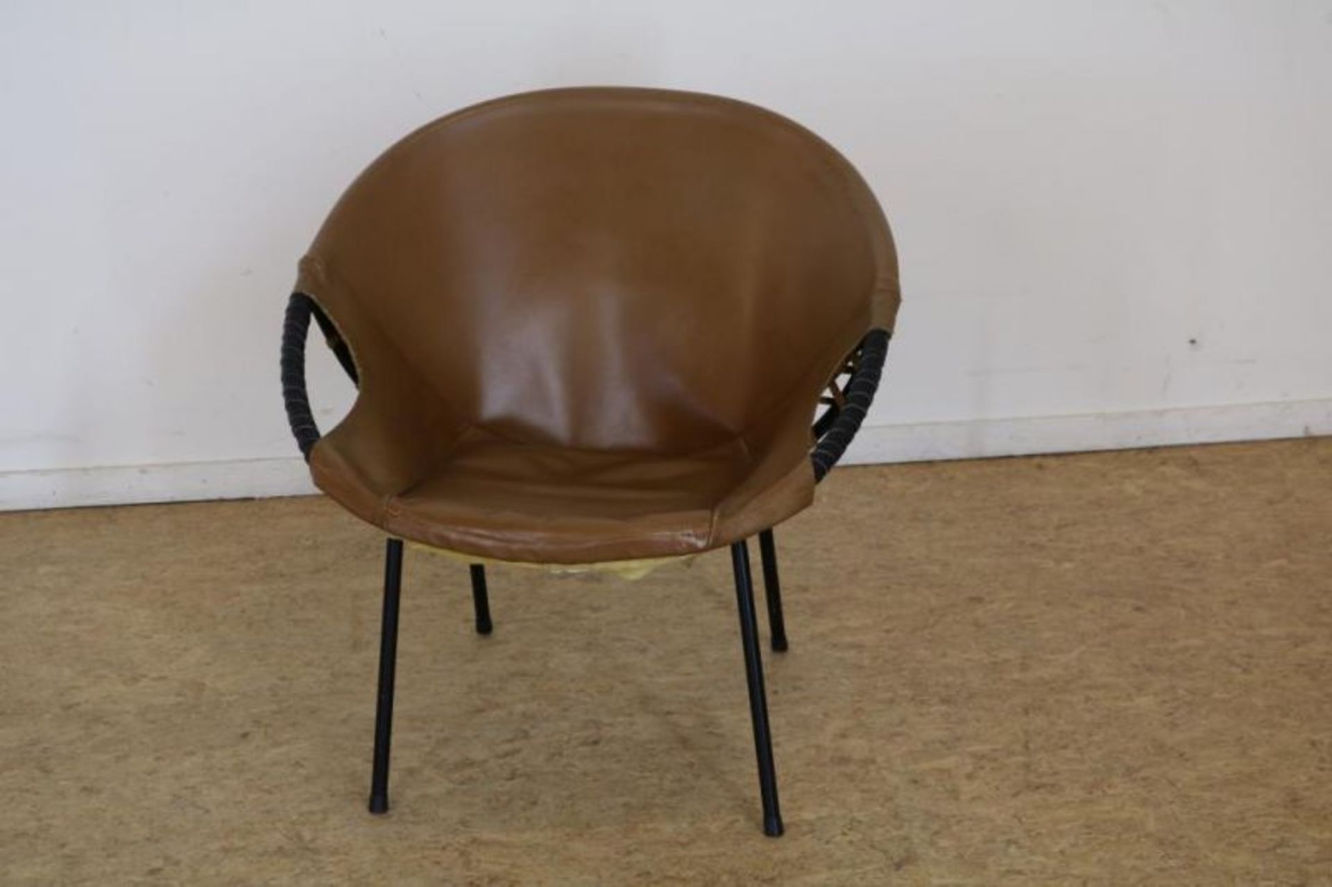 Design stoel met bruin leer omtrokken, Lush Duitsland, 1960 Design chair brown leather,