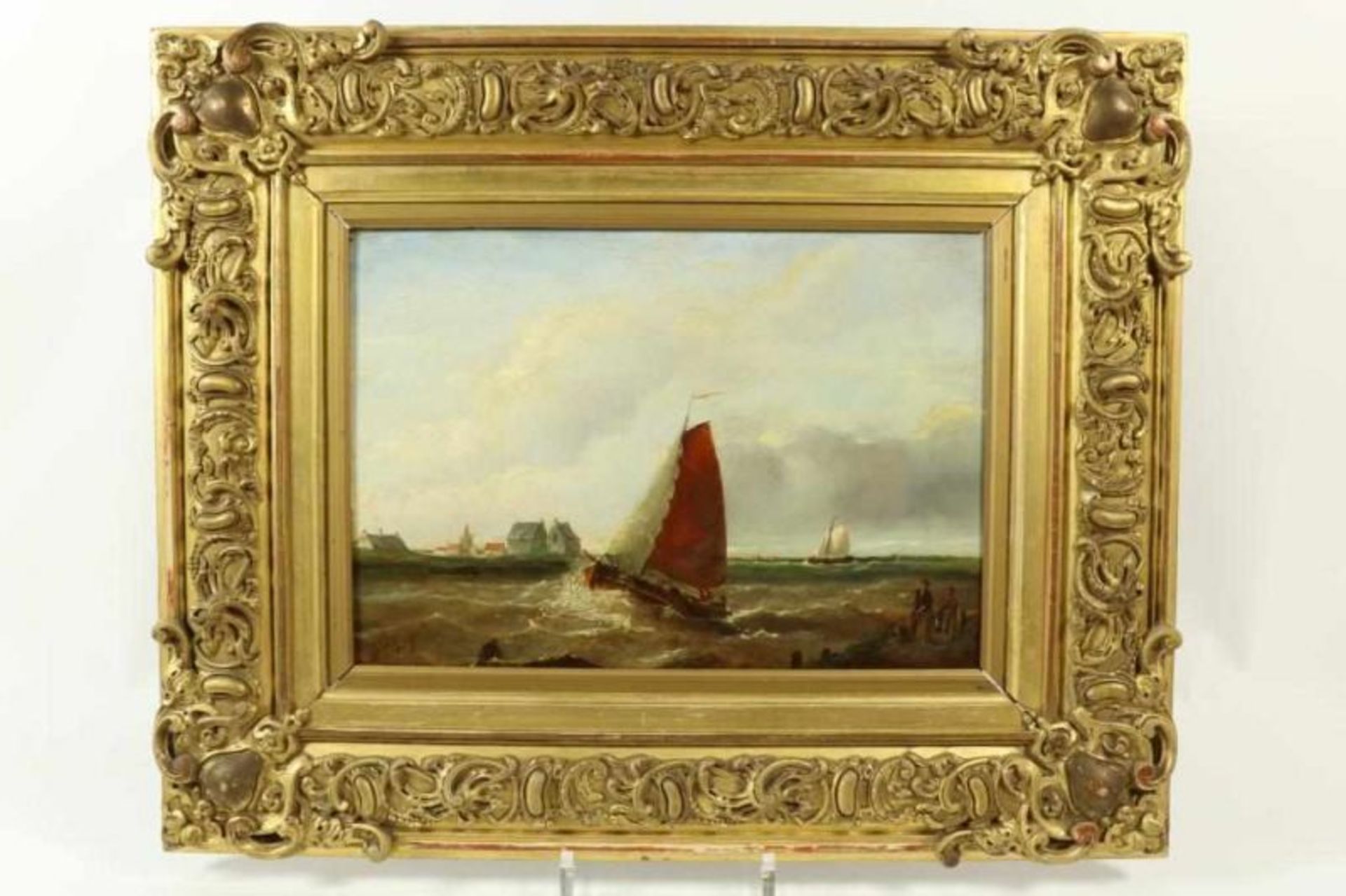 SCHIEDGES, PETRUS PAULUS (1813-1876), ges. l.o., schepen voor de kust, paneel 24 x 33 cm. - Bild 2 aus 4