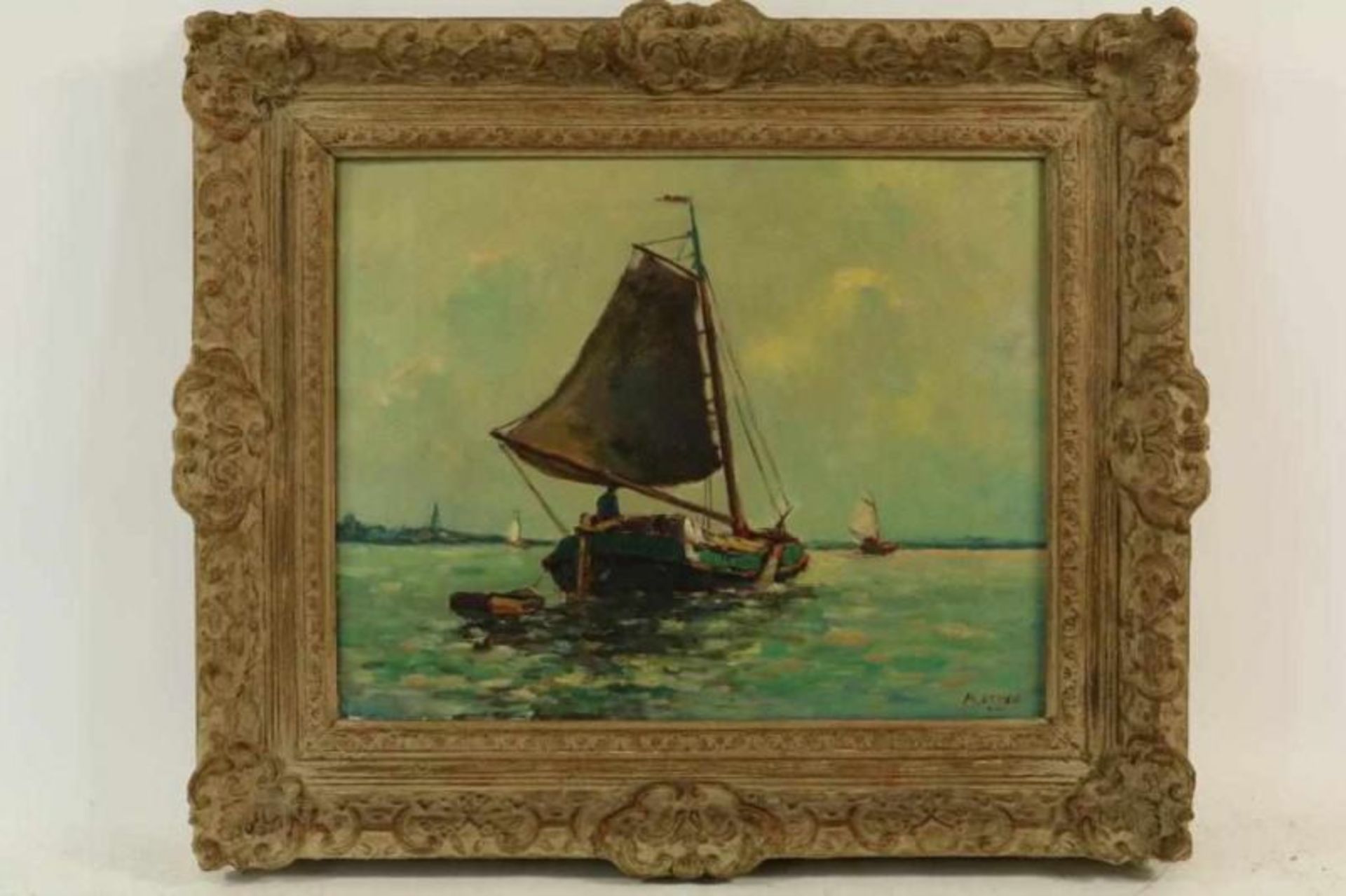 OTTEE MARK (189801982), ges. r.o. zeilboot, doek 38 x 48 cm. - Bild 2 aus 4