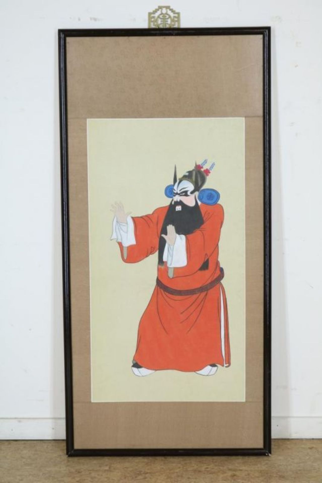 Schildering op zijde van Japanse acteur, 69 x 38 cm. Painting on silk, Japanese Royal, 69 x 38 cm.