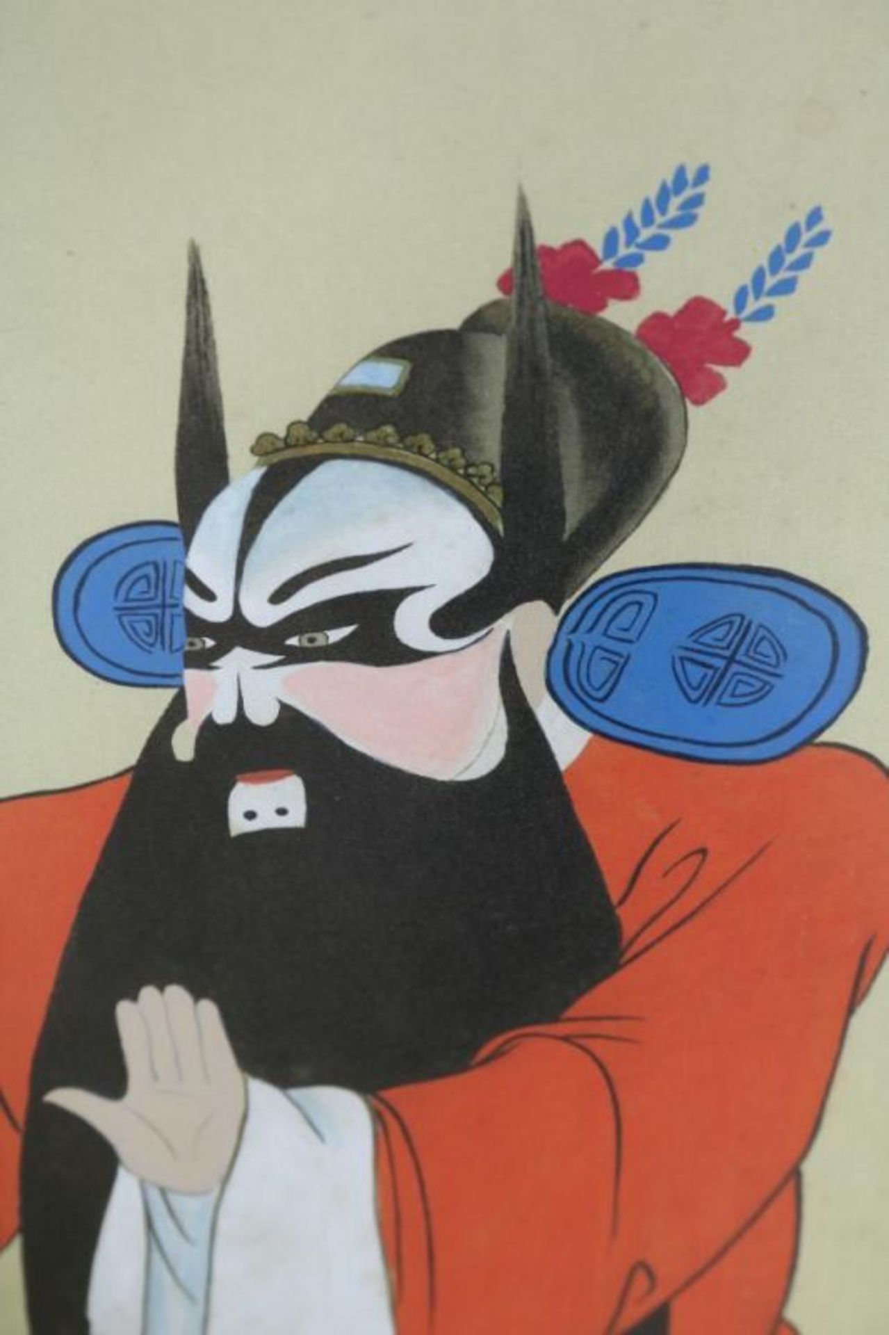 Schildering op zijde van Japanse acteur, 69 x 38 cm. Painting on silk, Japanese Royal, 69 x 38 cm. - Bild 3 aus 3