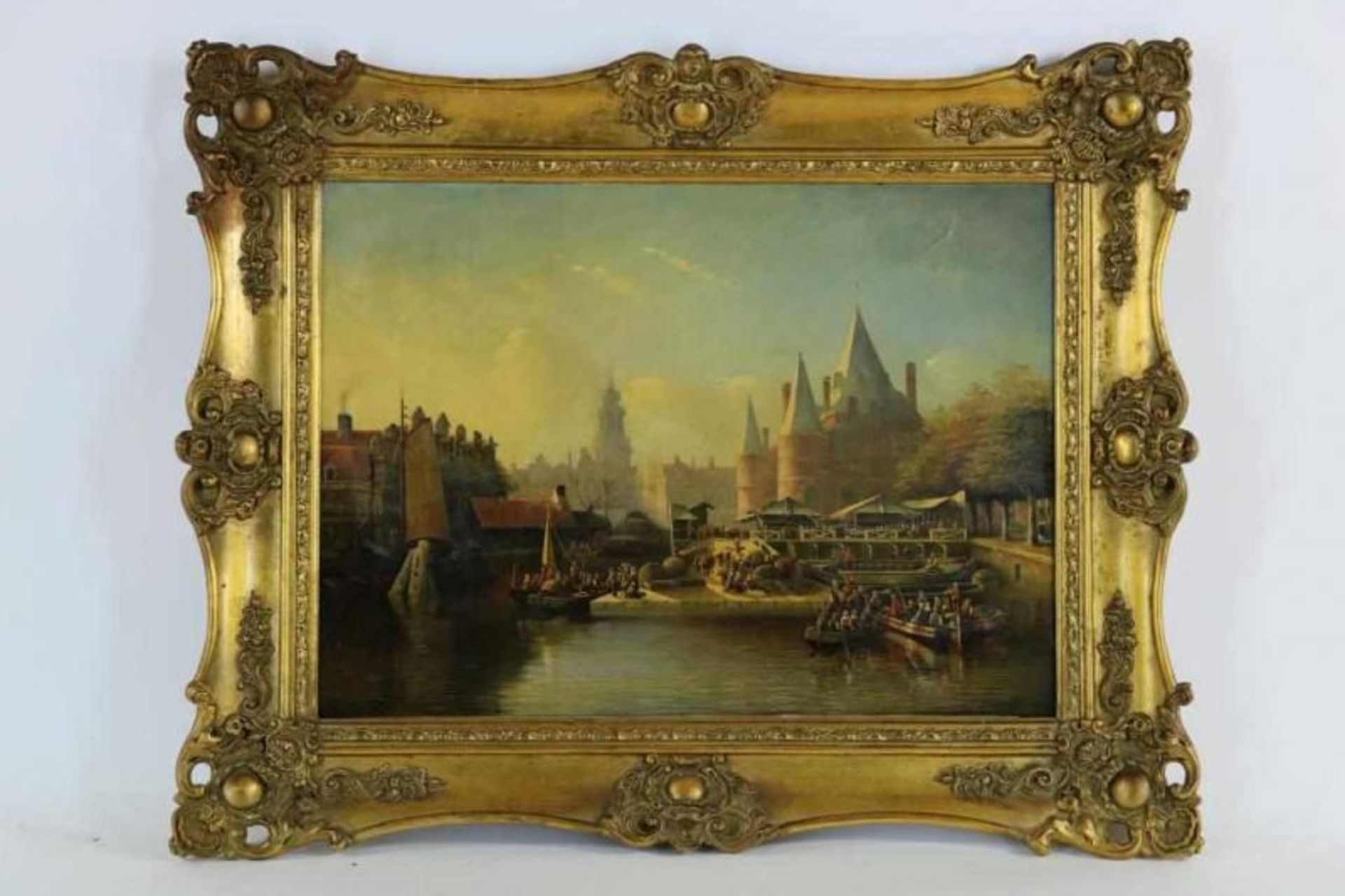 BLES, JOSEF (1825-1875), ges. r.o., bedrijvigheid bij de Nieuwmarkt te Amsterdam, paneel 45 x 62 cm. - Bild 2 aus 4