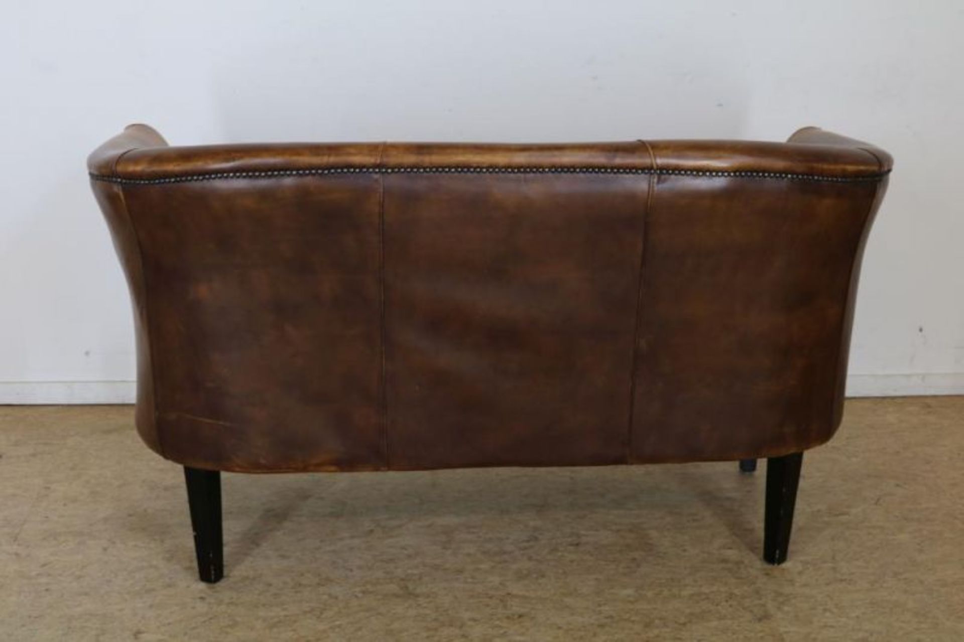 2-Zits bank bekleed met bruin leer Two seat sofa with brown leather - Bild 2 aus 2