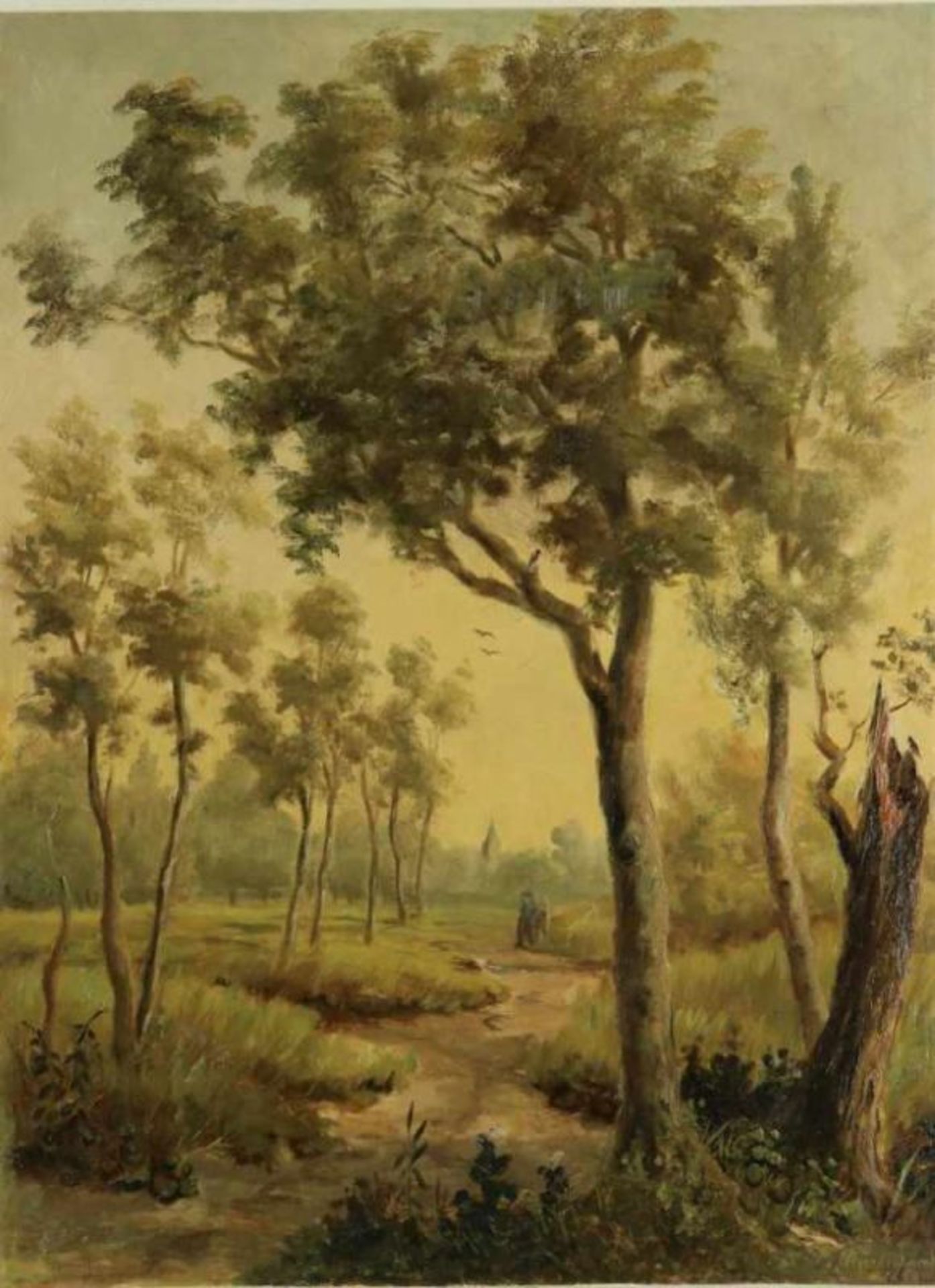 VREEDENBURGH, GERRIT (1849-1922), ges. en gedat 1898. figuren op bospad, paneel 70 x 53 cm.
