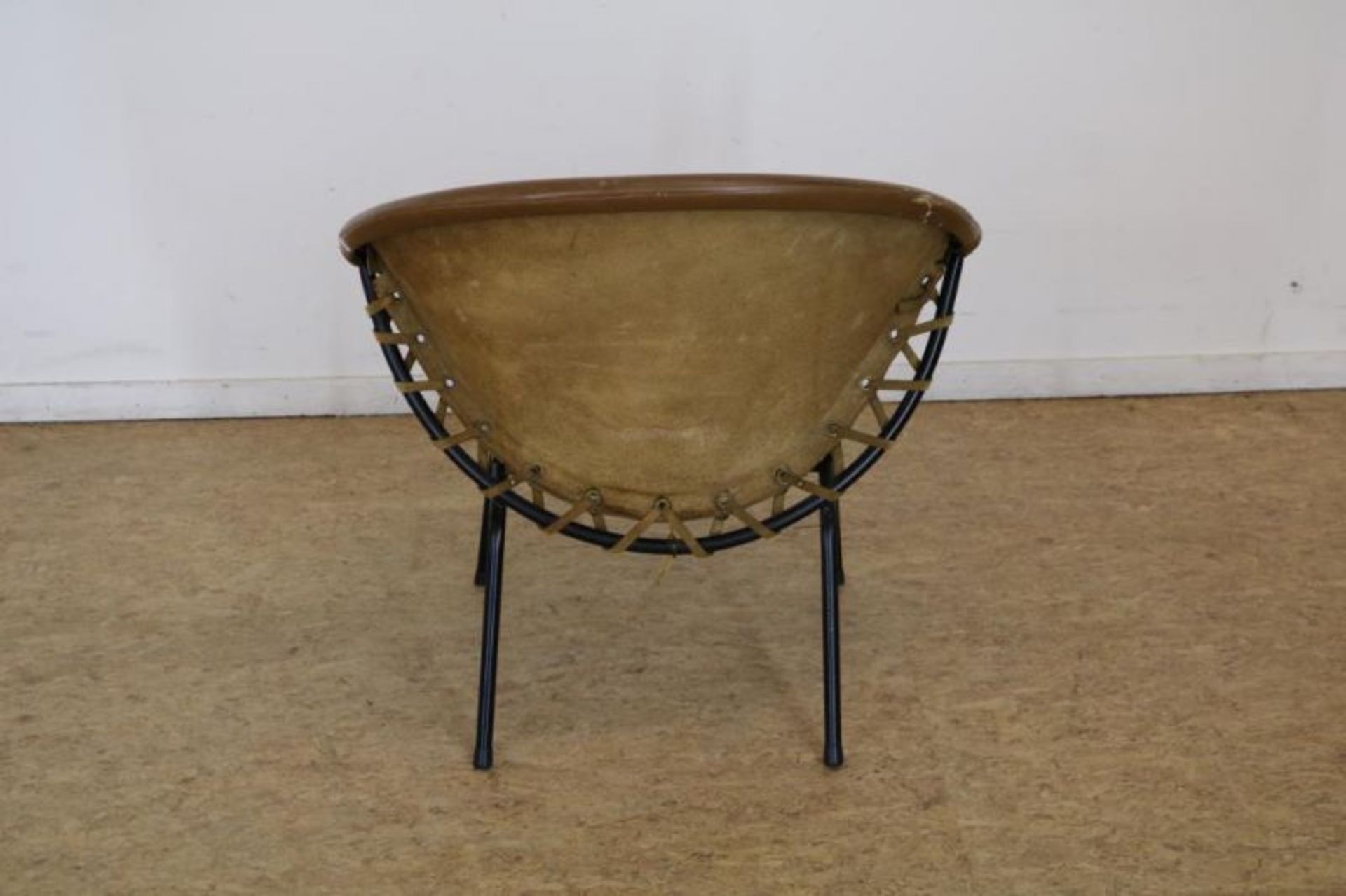 Design stoel met bruin leer omtrokken, Lush Duitsland, 1960 Design chair brown leather, - Bild 2 aus 4