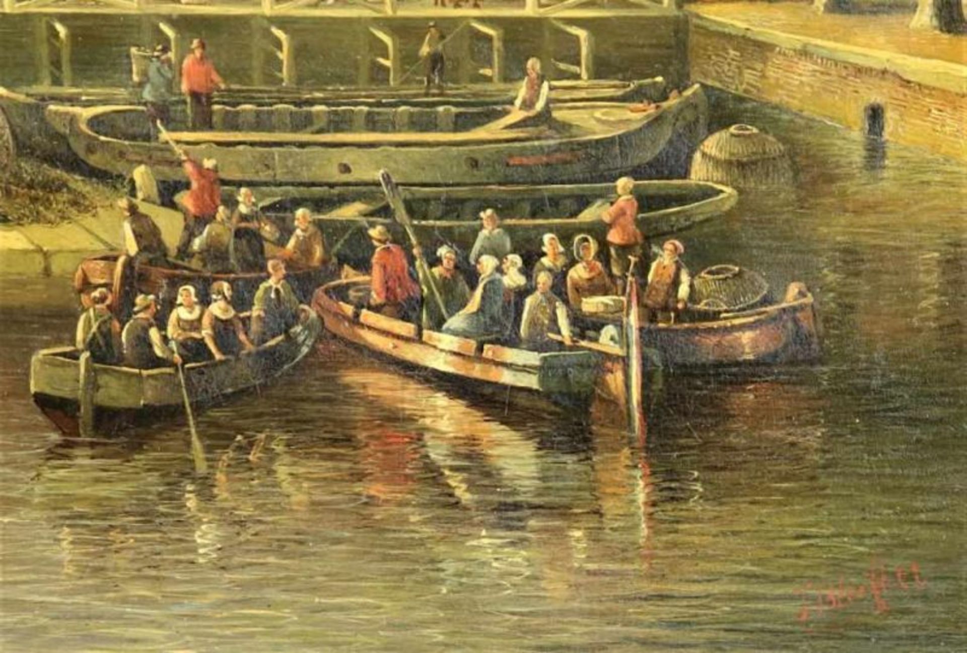 BLES, JOSEF (1825-1875), ges. r.o., bedrijvigheid bij de Nieuwmarkt te Amsterdam, paneel 45 x 62 cm. - Bild 3 aus 4