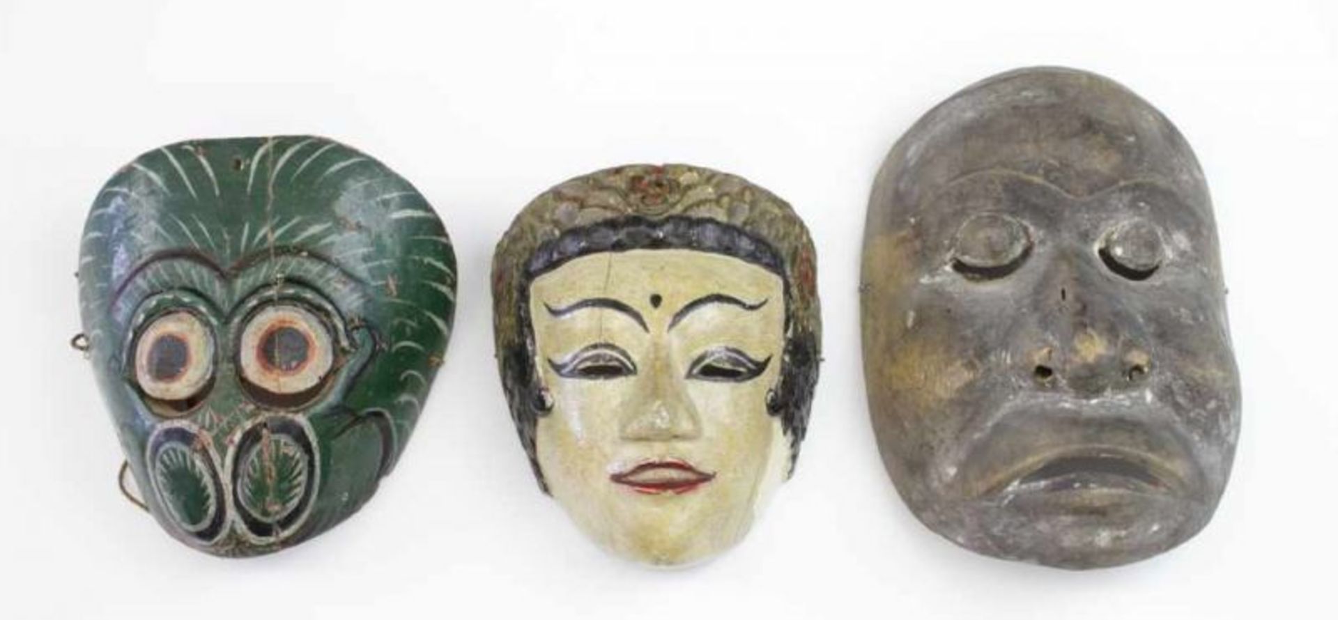 Java, collection of wooden painted Topeng masks, various charactersh. 13 - 18,5 cm.; [8]300,00 - Bild 3 aus 3
