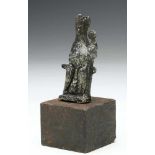 Silver handle in the form of a seated Madonna with Child, ca. 13th-14th century.seated on a throne